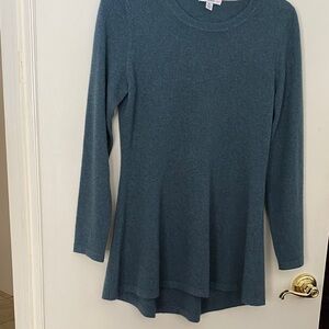 Isaac Mizrahi Teal Long Sleeve Tunic cashmere blend XS